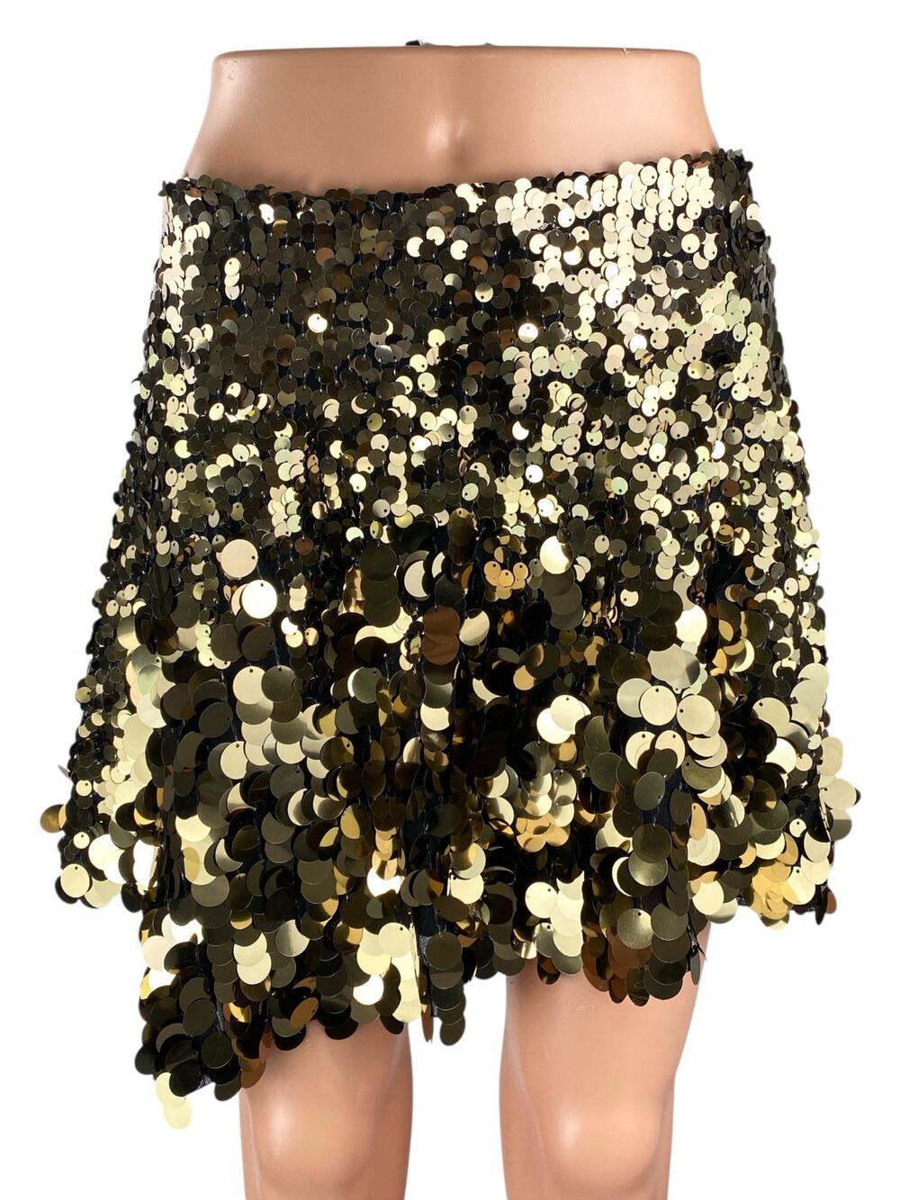 NEW Free People Can't Get Enough Sequin Gold High Rise Mini A-Line Skirt Size 4